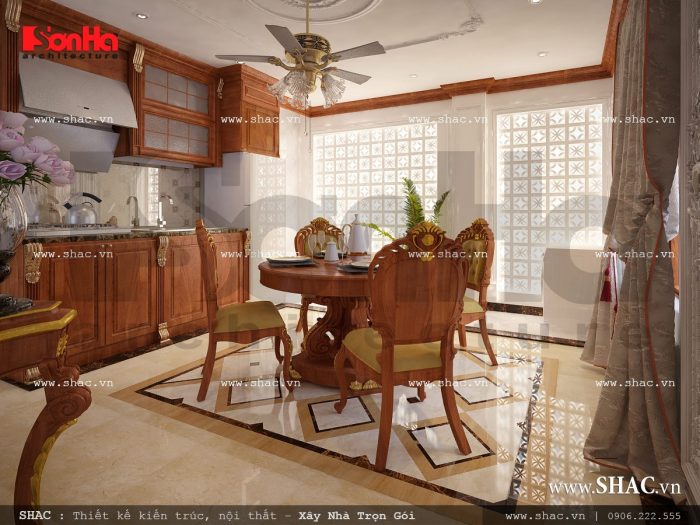 Thiết kế nội thất phòng bếp tầng 5 nhà ống cổ điển sh nop 0113