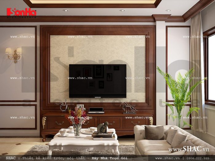 Thiết kế nội thất phòng sinh hoạt cổ điển Pháp sh nop 0110