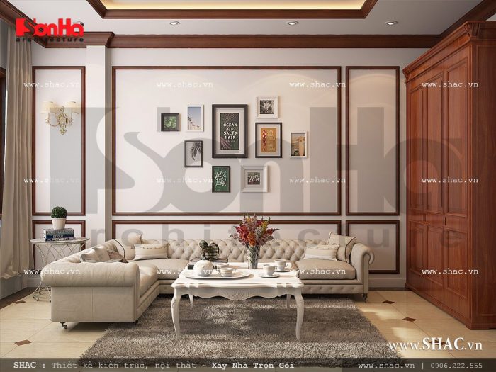 Mẫu nội thất phòng sinh hoạt cổ điển Pháp sh nop 0110
