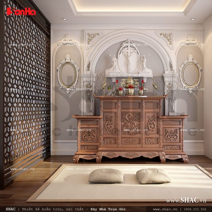 Mẫu nội thất phòng thờ cổ điển sh nop 0110