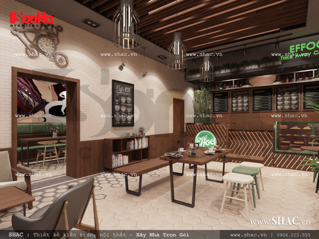 Thiết kế nội thất phòng 1 quán cafe đẹp sh bck 0040