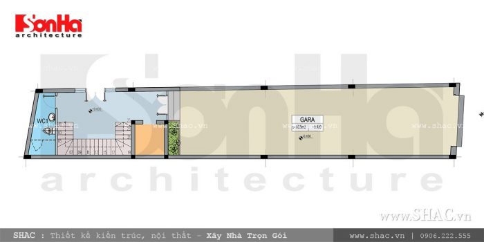 Mặt bằng tầng 1 nhà ống cổ điển Pháp sang trọng sh nop 0114