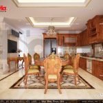 Mẫu thiết kế nội thất phòng bếp vật liệu gỗ nhà ống cổ điển sh nop 0113