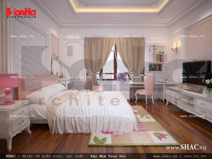 Thiết kế nội thất phòng ngủ con gái cổ điển sh nop 0112