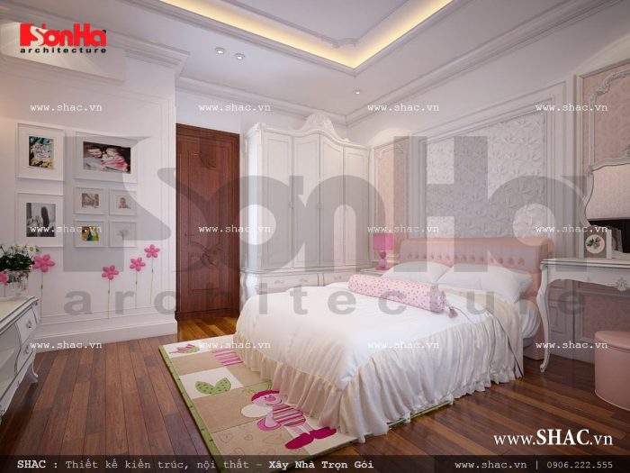 Mẫu thiết kế nội thất phòng ngủ con gái cổ điển sh nop 0112