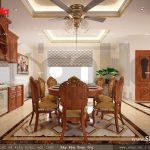 Thiết kế nội thất phòng bếp vật liệu gỗ nhà ống cổ điển sh nop 0113