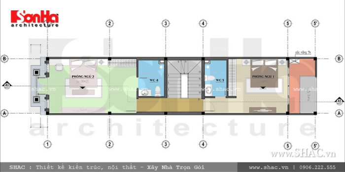 Mặt bằng tầng 3 nhà ống kiến trúc cổ điển Pháp sh nop 0115