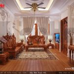 Mẫu thiết kế nội thất phòng khách sang trọng nhà ống cổ điển sh nop 0113