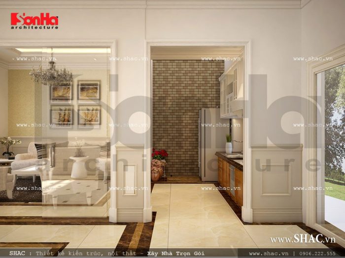 Mẫu thiết kế phòng bếp cổ điển biệt thự Pháp sh btp 0092