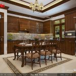 Thiết kế nội thất phòng bếp cổ điển vật liệu gỗ sh nop 0111