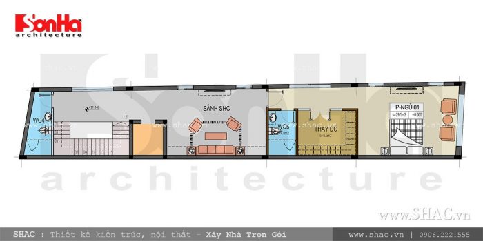 Mặt bằng công năng tầng 4 nhà ống cổ điển Pháp sang trọng sh nop 0114