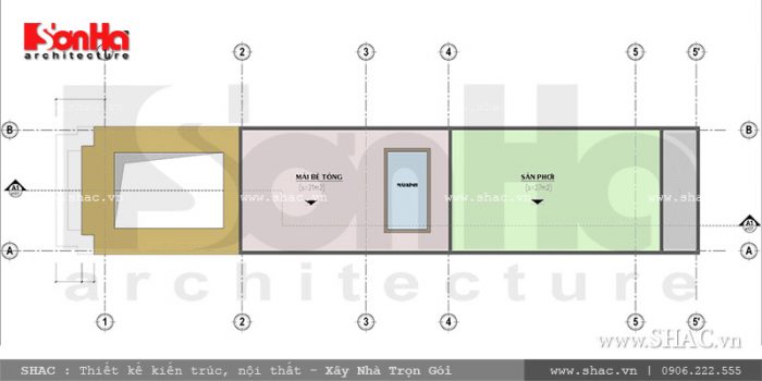 Mặt bằng tầng mái nhà ống kiến trúc cổ điển Pháp sh nop 0115