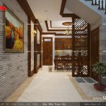 Không gian liên thông nội thất phòng bếp ăn và phòng khác cổ điển sh nop 0111