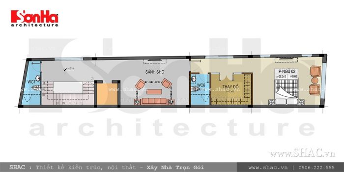 Mặt bằng công năng tầng 5 nhà ống cổ điển Pháp sang trọng sh nop 0114