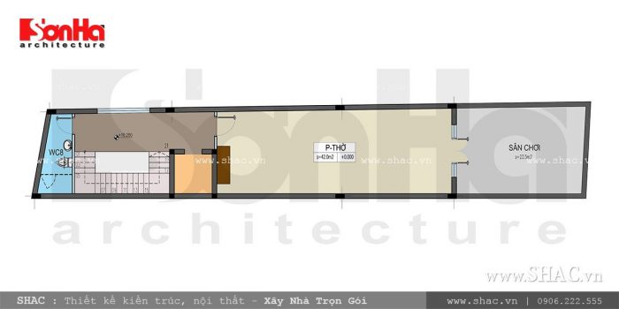 Mặt bằng công năng tầng 6 nhà ống cổ điển Pháp sang trọng sh nop 0114