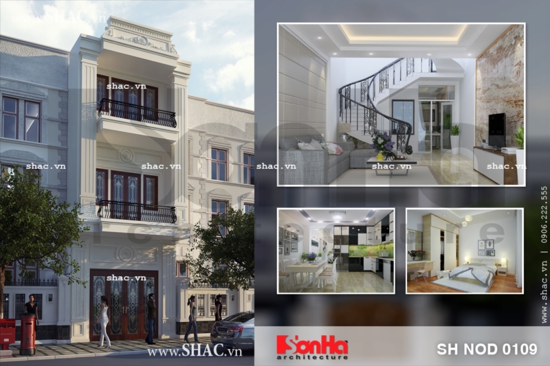 Mẫu thiết kế nhà ống pháp 3 tầng sh nop 0109