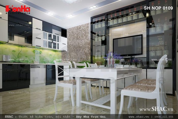 Không gian phòng ăn mang phong cách hiện đại sh nop 0109
