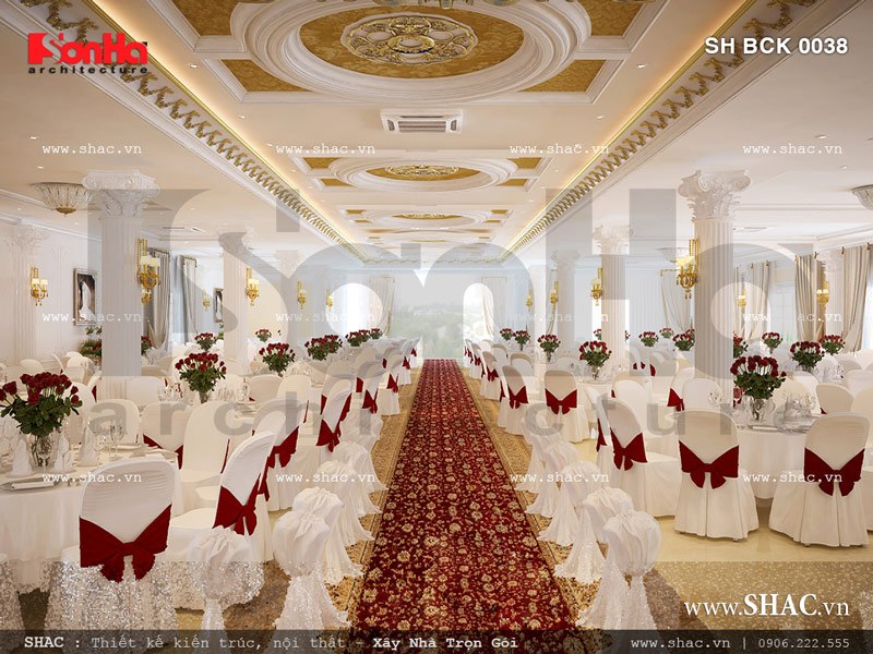 Mẫu nội thất phòng tiệc cưới tầng 2 nhà hàng sang trọng SH BCK 0038