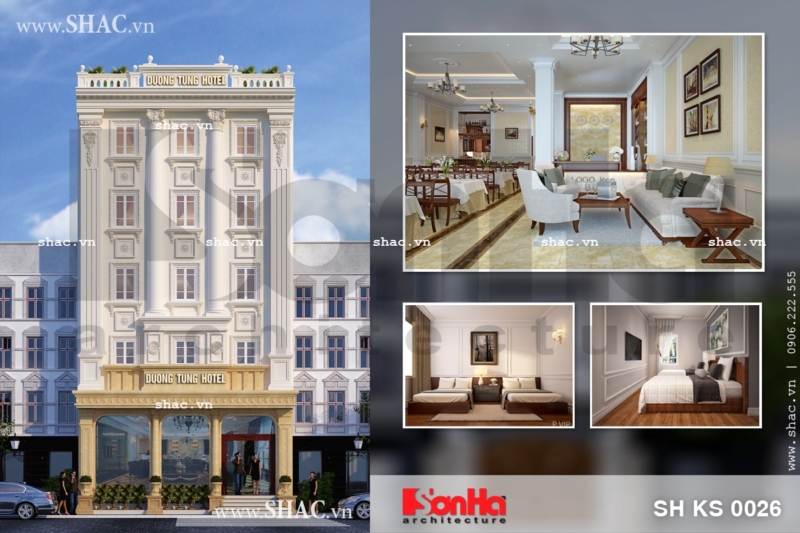Mẫu thiết kế khách sạn cổ điển Pháp đẳng cấp tại Quảng Ninh sh ks 0026