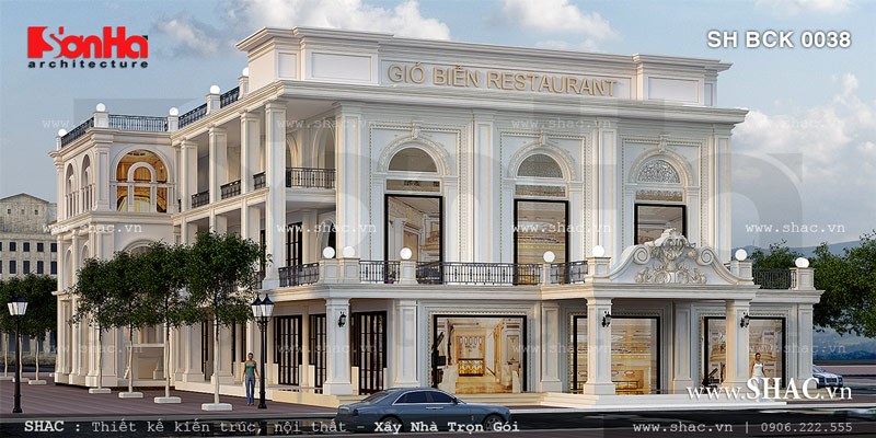 Mẫu thiết kế nhà hàng sang trọng trong kiến trúc Pháp SH BCK 0038