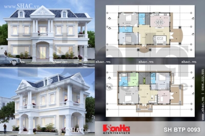 Mẫu thiết kế biệt pháp 2 tầng rộng 150m2