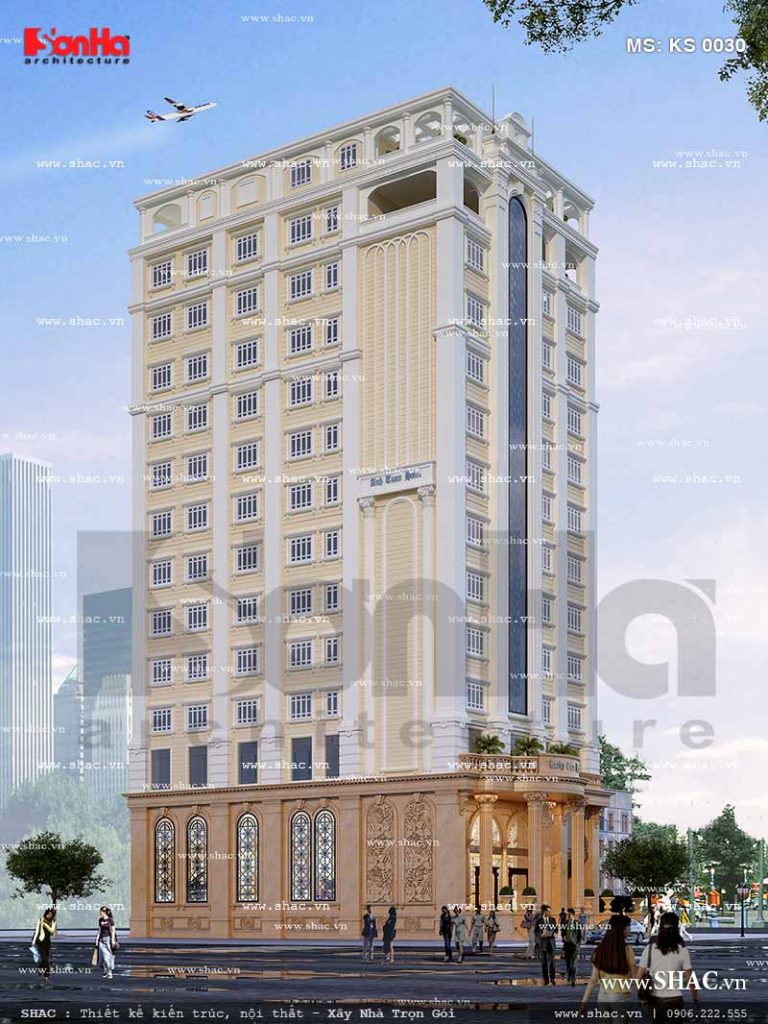 Thiết kế kiến trúc khách sạn 3 sao 12 tầng đẹp tại Quảng Ninh sh ks 0030