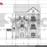 Mặt đứng tổng thể 2 thiết kế biệt thự Pháp tại Ninh Bình sh btp 0094