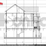 Mặt cắt 1-1 thiết kế biệt thự Pháp tại Ninh Bình sh btp 0094