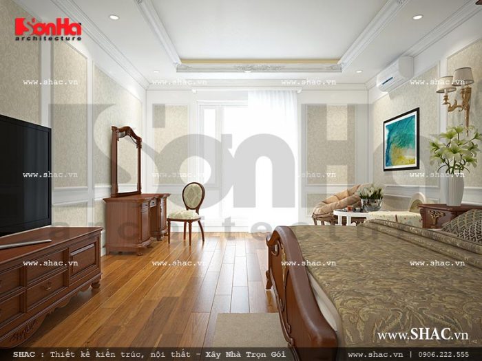Thiết kế nội thất phòng ngủ 2 view 2 nhà phố kiến trúc Pháp sh nop 0117