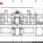 Mặt đứng kỹ thuật trục 1-5 biệt thự Pháp đẹp sh btp 0093