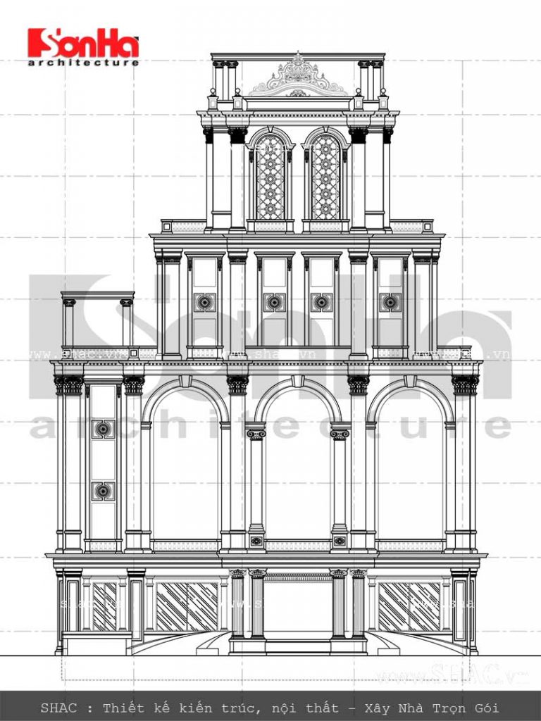 Tổ Hợp Khách Sạn 4 Sao, Nhà Hàng, Trung Tâm Tổ Chức Sự Kiện Triệu Lan – SH KS 0029 5 Mặt đứng 2 khách sạn nhà hàng trung tâm tổ chức sự kiện sh ks 0029