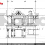 Mặt đứng kỹ thuật trục A-D biệt thự Pháp đẹp sh btp 0093