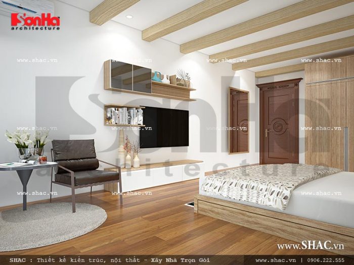 Thiết kế nội thất phòng ngủ 3 view 2 nhà phố kiến trúc Pháp sh nop 0117