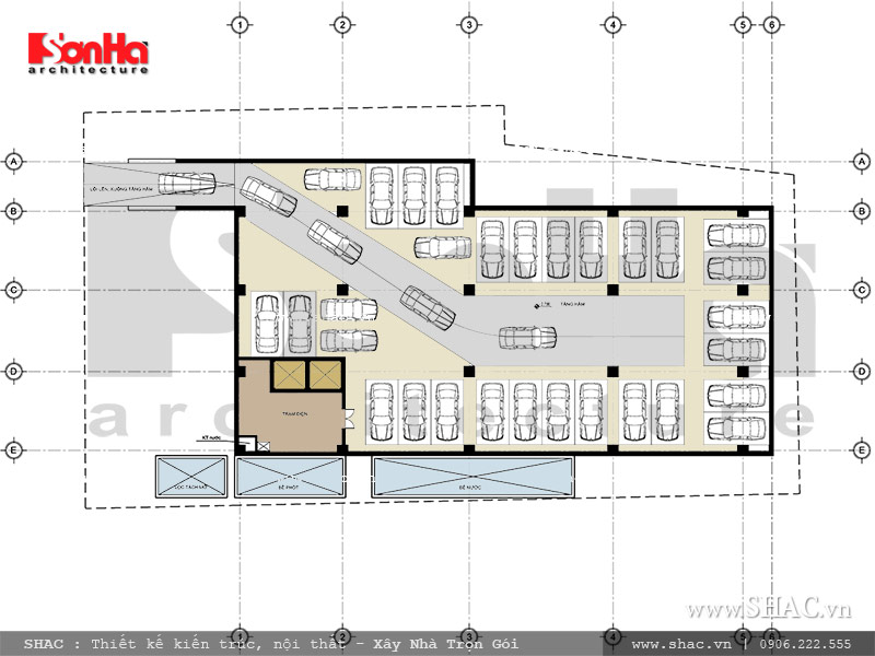 Tổ Hợp Khách Sạn 4 Sao, Nhà Hàng, Trung Tâm Tổ Chức Sự Kiện Triệu Lan – SH KS 0029 6 Mặt bằng tầng hầm khách sạn nhà hàng trung tâm tổ chức sự kiện sh ks 0029