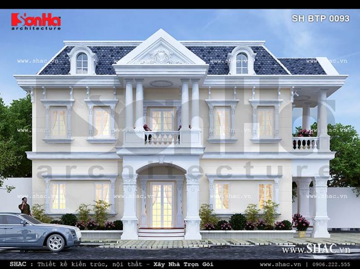 Thiết kế kiến trúc biệt thự cổ điển Pháp đẹp tại Sài Gòn sh btp 0093