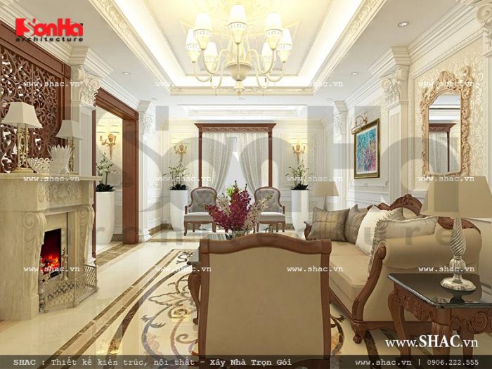 Thiết kế nội thất phòng khách nhà phố kiến trúc Pháp sh nop 0117