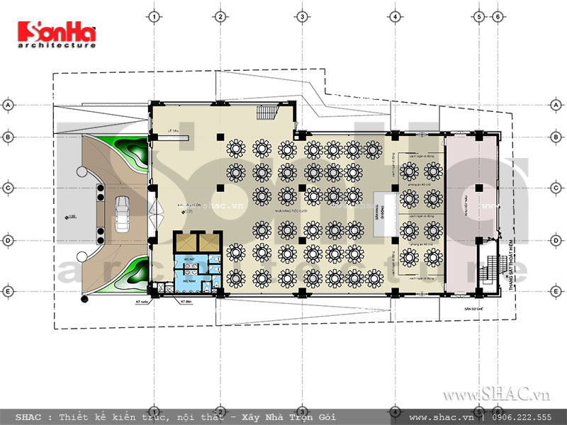 Tổ Hợp Khách Sạn 4 Sao, Nhà Hàng, Trung Tâm Tổ Chức Sự Kiện Triệu Lan – SH KS 0029 7 Mặt bằng tầng 1 khách sạn nhà hàng trung tâm tổ chức sự kiện sh ks 0029