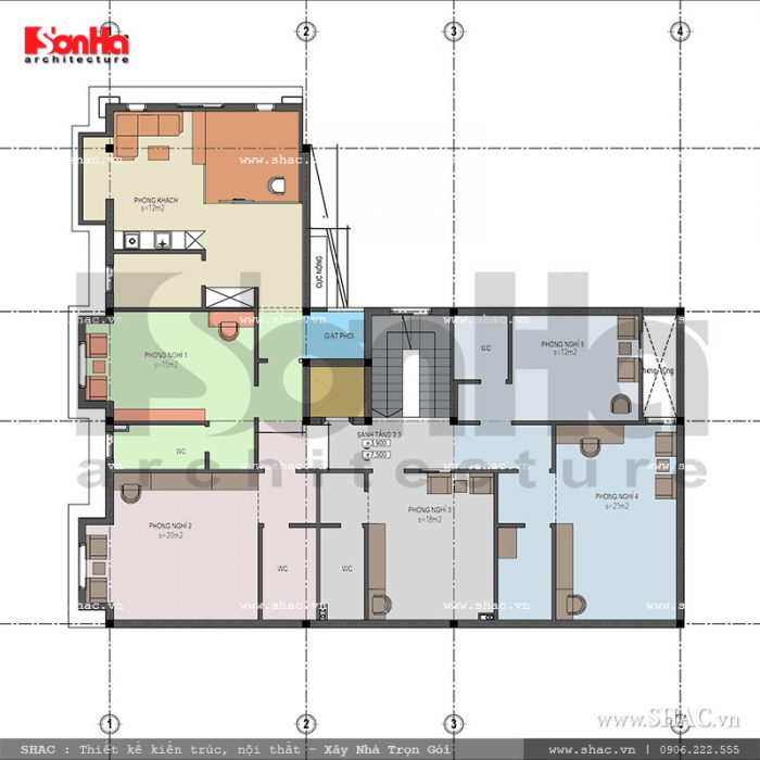 Mặt bằng tầng 2 và 3 nhà ở kết hợp kinh doanh sh nop 0116