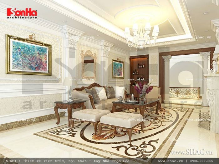 Mẫu thiết kế nội thất phòng khách nhà phố kiến trúc Pháp sh nop 0117