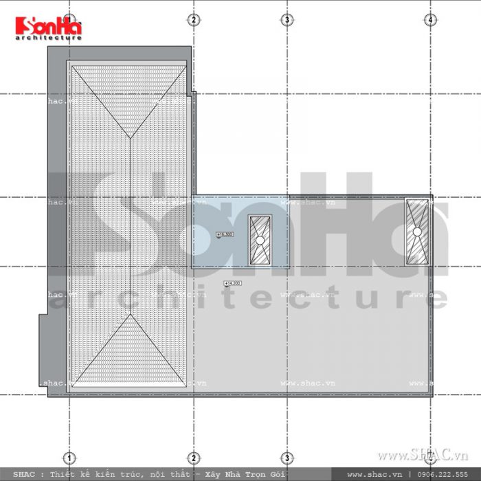 Mặt bằng tầng mái nhà ở kết hợp kinh doanh sh nop 0116