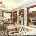 Mẫu thiết kế nội thất liên thông phòng khách và phòng bếp nhà phố kiến trúc Pháp sh nop 0117