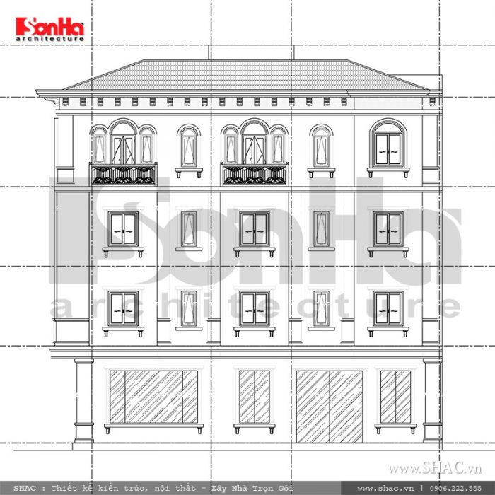 Mặt đứng trục D-A nhà ở kết hợp kinh doanh sh nop 0116