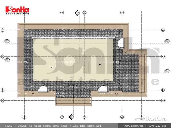 Mặt bằng tầng mái biệt thự Pháp đẹp đẳng cấp sh btp 0093