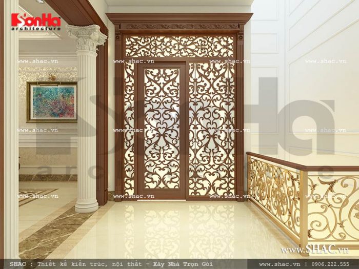 Thiết kế nội thất sảnh thang nhà phố kiến trúc Pháp sh nop 0117