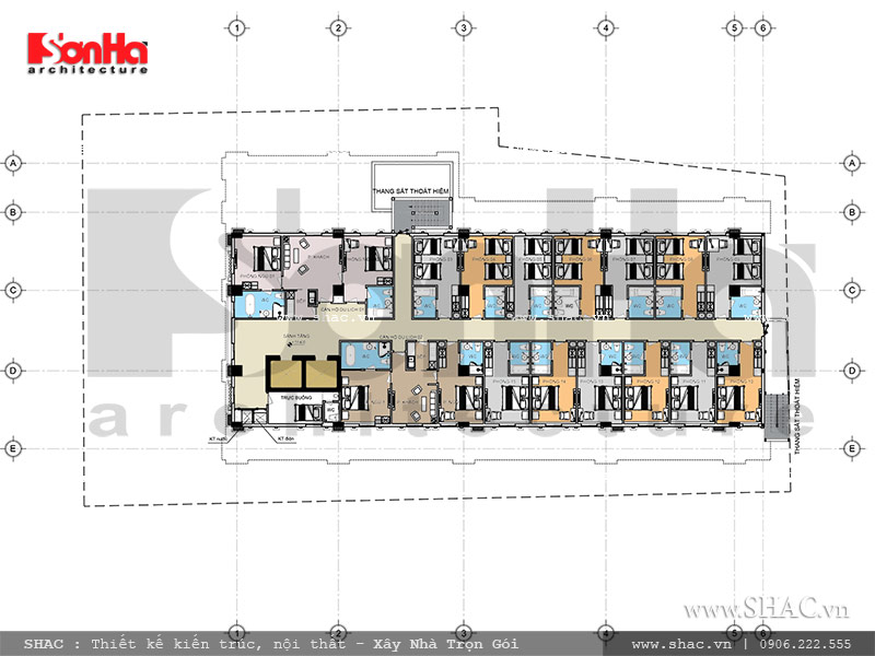 Tổ Hợp Khách Sạn 4 Sao, Nhà Hàng, Trung Tâm Tổ Chức Sự Kiện Triệu Lan – SH KS 0029 11 Mặt bằng tầng 6 khách sạn nhà hàng trung tâm tổ chức sự kiện sh ks 0029