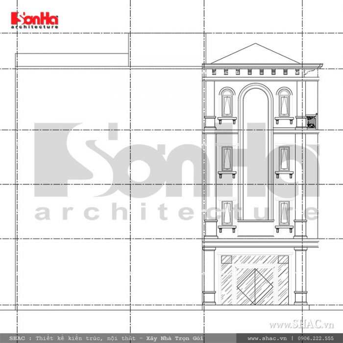 Mặt đứng trục 4-1 nhà ở kết hợp kinh doanh sh nop 0116