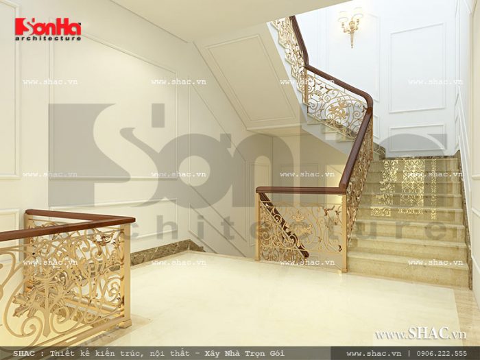 Mẫu thiết kế nội thất sảnh thang nhà phố kiến trúc Pháp sh nop 0117
