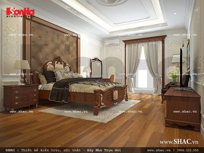 Thiết kế nội thất phòng ngủ 1 view 1 nhà phố kiến trúc Pháp sh nop 0117