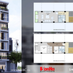 Thiết kế kiến trúc nhà ống hiện đại 7 tầng tại Quảng Ninh sh nod 0158