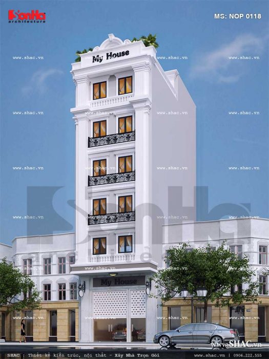 Thiết kế nhà ống Pháp 6 tầng sang trọng tại Hải Phòng sh nop 0118